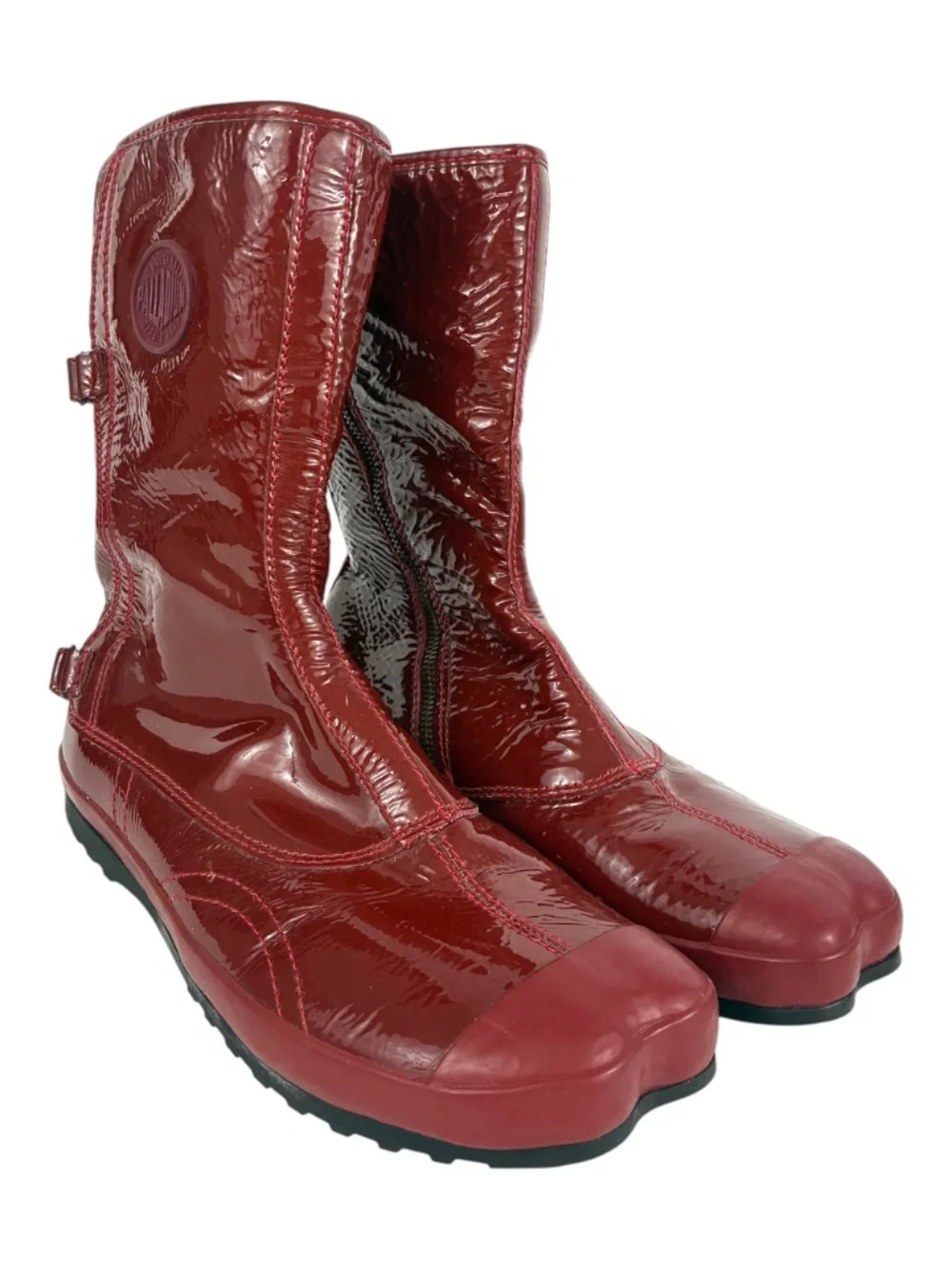 Palladium Unbound Shibuya Boots 8 Red Patent Leather Tabi Toe Calf High Samurai